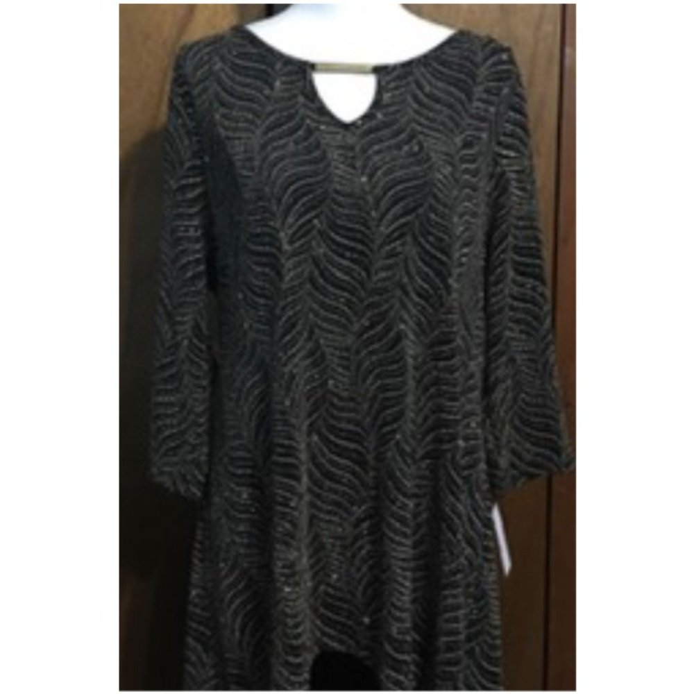 NWT Simply Emma Woman Formal Evening Glitter Metallic Bead Blouse, 1x